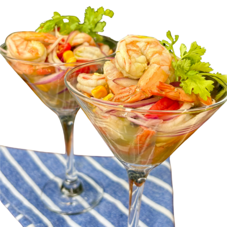 Ceviche de Camarão com Azeite de Coentro