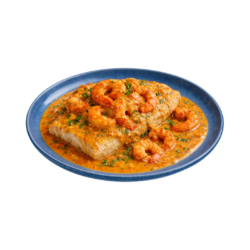 Merluza ao molho de camarão